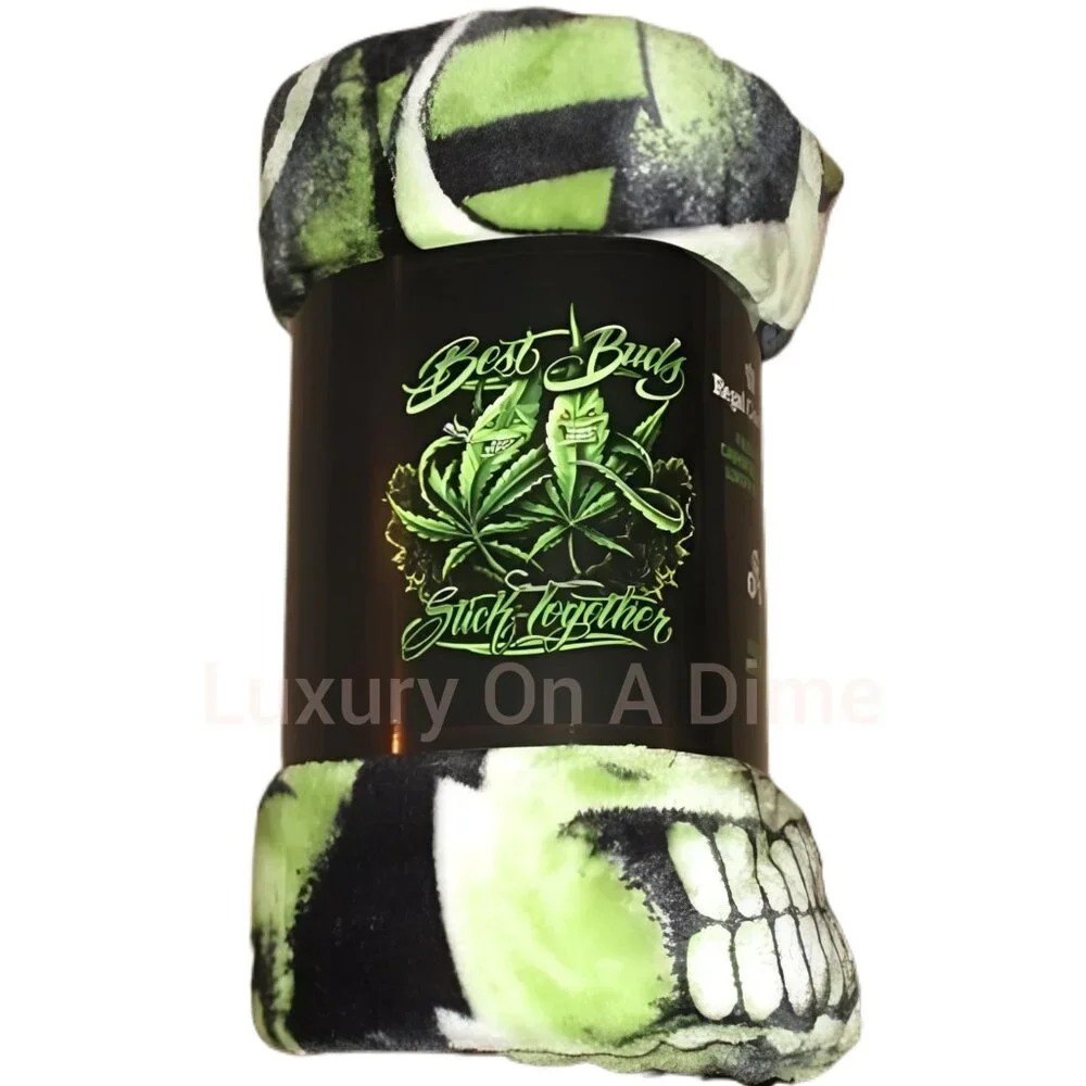 Pot Leaf Weed Lux Blanket Best Buds Stick Together Plush Mary Jane Friends 45x60